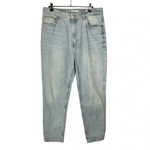 Zara Light Blue Wash High Rise Straight Leg Mom Jeans 8